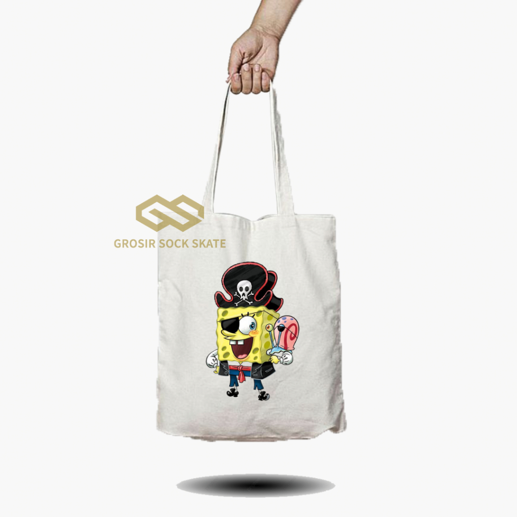 Totebag Kanvas Cartton Spongebob / Tas Tote Music / Musik Band