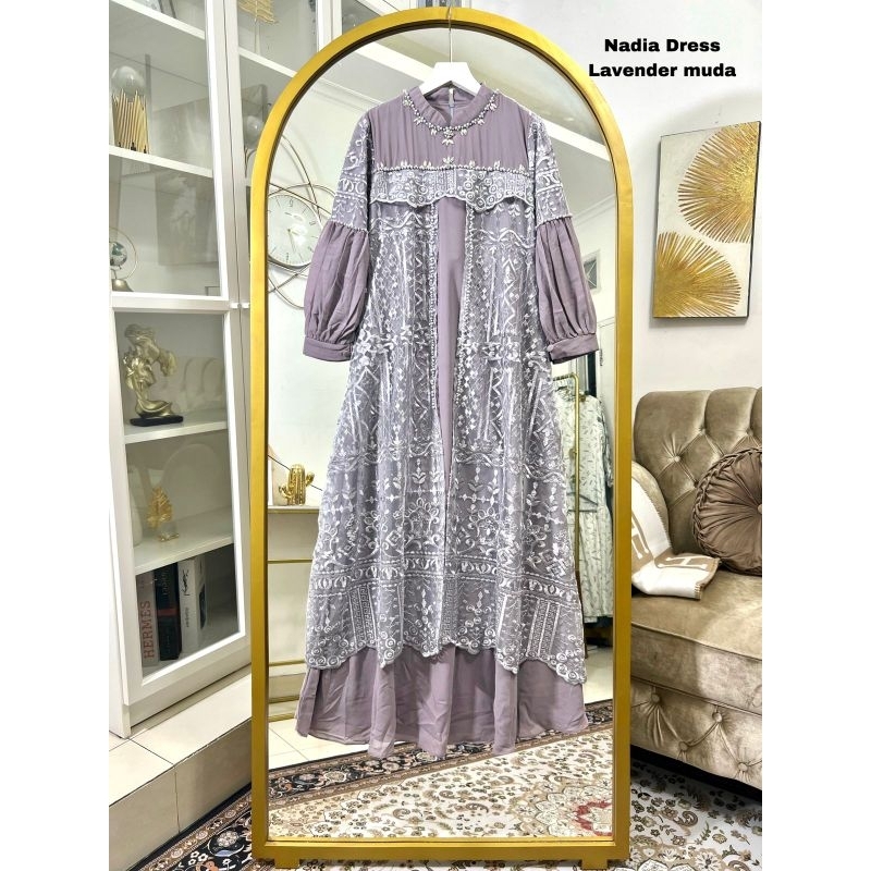 Gamis Nadia Dress Tile kombinasi Seruty Baby Doll / Gamis Pesta / Gamis / Gamis Terbaru / Gamis Tile / Gamis Kondangan / Gamis Seragaman Keluarga / Gamis wisuda / Gamis Modern / Gamis mutiara / Gamis Seruty / Gamis Pengantin