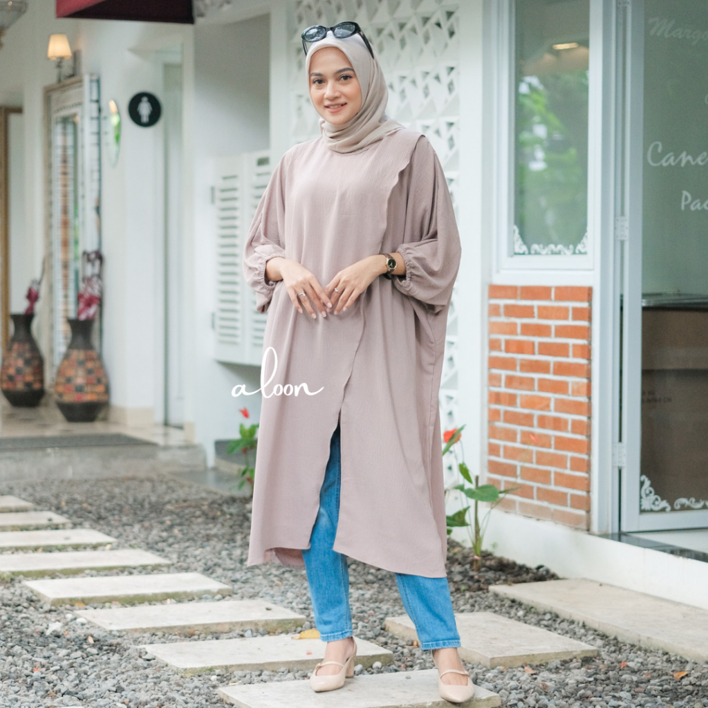 Anya Long Tunik Bahan Crinkle Airflow Busui Friendly – Baju Atasan Tunik Terbaru