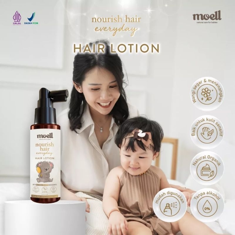 Moell Nourish Hair Everyday - Hair Lotion 100ml Natural Organic | Hair Lotion Anak