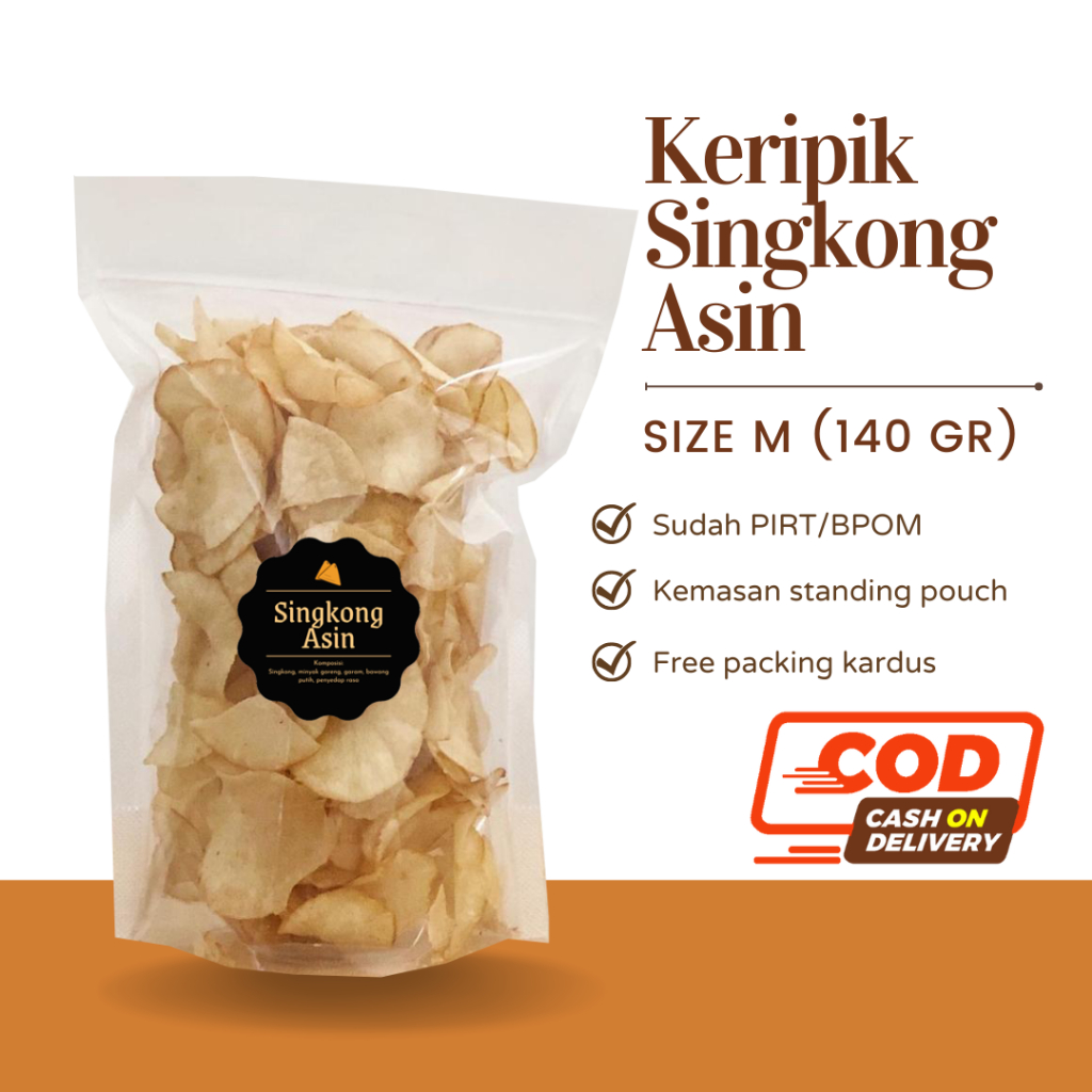 [DELISH SNACKS] Keripik Singkong Asin / Balado / Lada / Keju (M) 140gr / Snack Cemilan Camilan Pedas Gurih