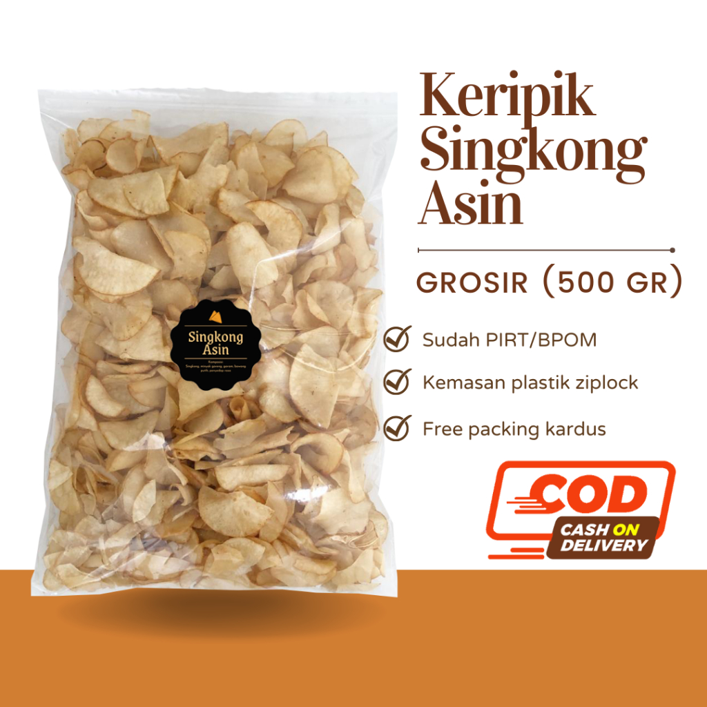 [DELISH SNACKS] Keripik Singkong Asin (Grosir) 500gr / Snack Cemilan Camilan Makanan Asin Enak Gurih