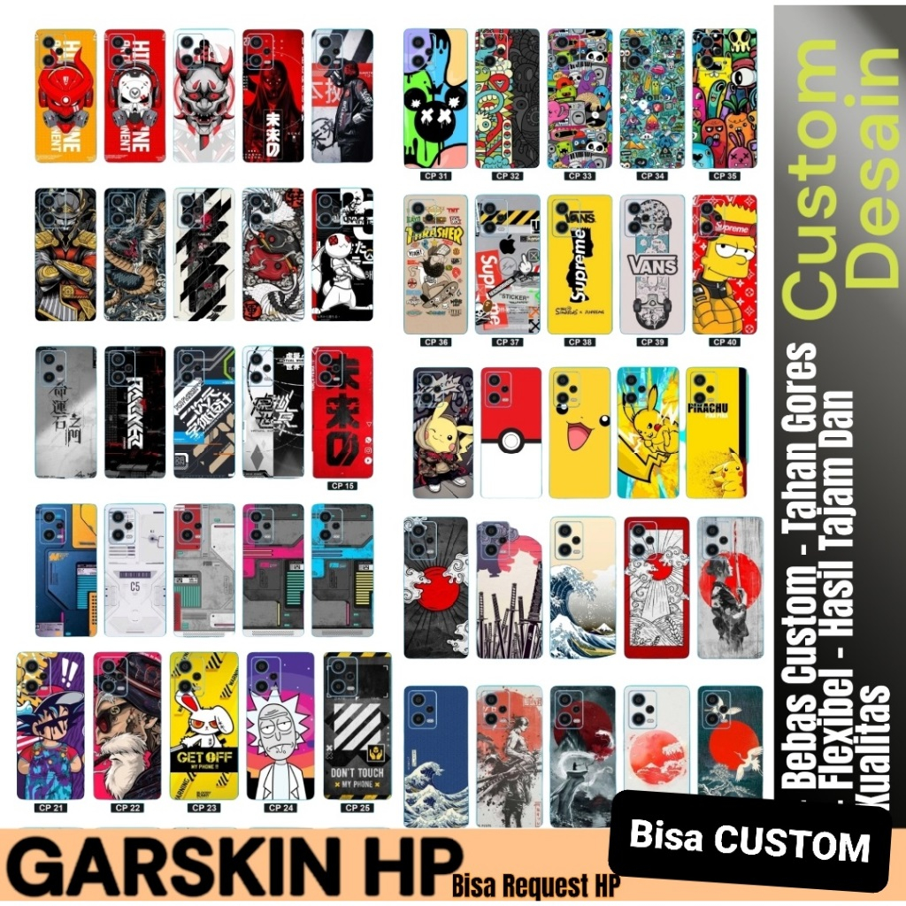 Skin REQUEST Semua MODEL GAMBAR OPPO A78 A77s A76 A74 A96 A95 A92 A91 A33 A32 A31 A55 A57-2022 A53 A54 A37 Find X X2 X3 X5 PRO Garskin HP BELAKANG Full Warna HD Photo Shop Foto Sendiri Caracter Back 4K Jenis ALL Bisa 4G 5G 4G 5G NEO PRO S ORIGINAL