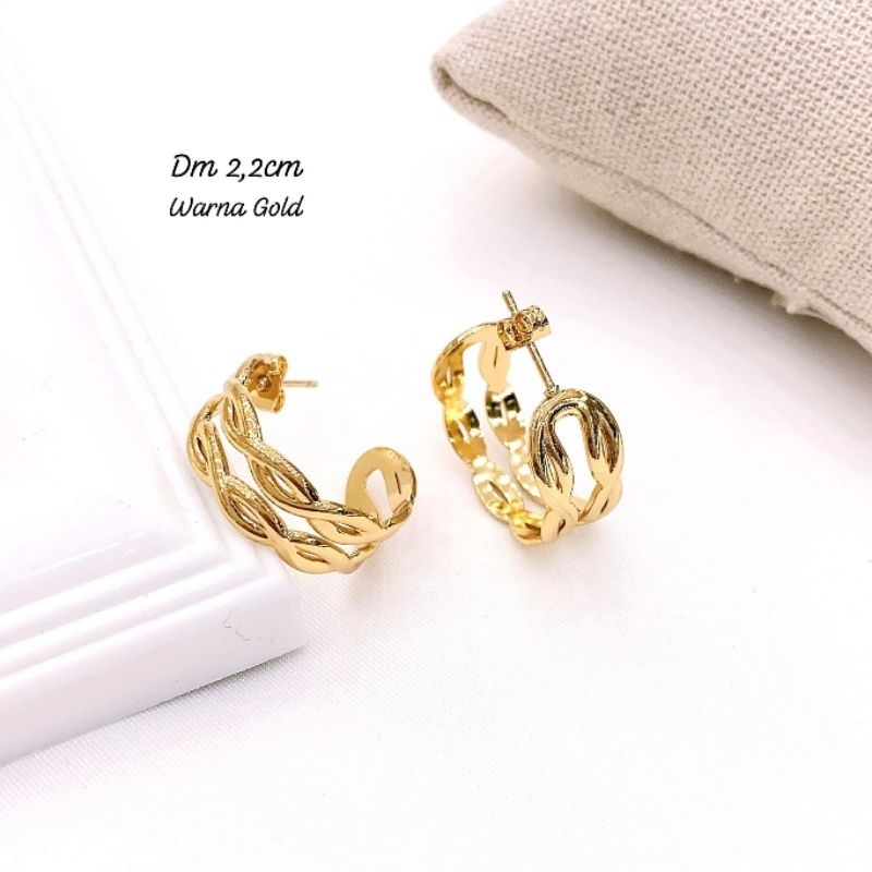 Anting Titanium asli Premium Quality Anti Karat Anti Alergi Anting Stainless steel Ori At201