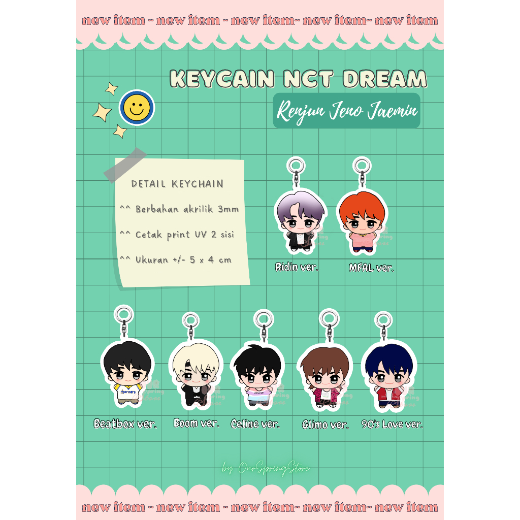 KEYCHAIN GANCI GANTUNGAN KUNCI NA JAEMIN HUANG RENJUN LEE JENO NCT DREAM CHIBI LUCU AKRILIK UNIK MUR