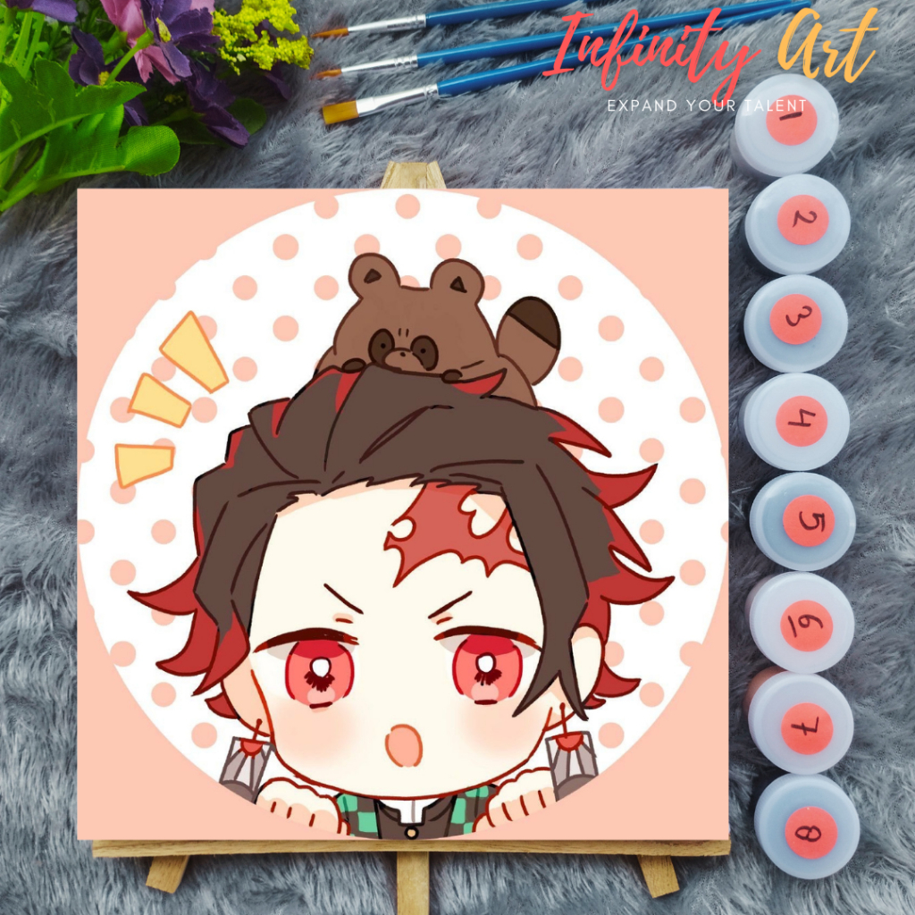 

Paint by Number Anime Demon Slayer Kimetsu no Yaiba Nezuko Tanjiro Hashira Inosuke Zenitsu Kanao Mitsuri Giyu Tokito - DIY Kit Melukis Kanvas 20x20 cm Lengkap Frame - Siap Lukis / Canvas Painting Kit