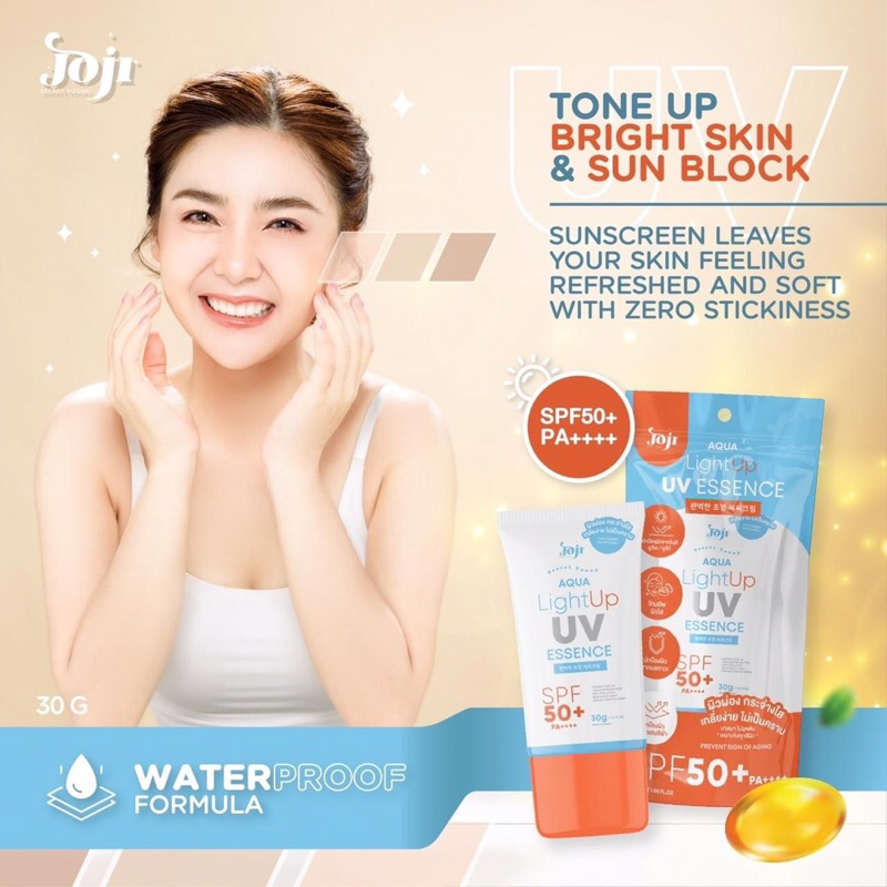 JOJI SECRET YOUNG AQUA LIGHT UP UV SUNSCREEN WAJAH ESSENCE SPF50+ PA++++ 30G