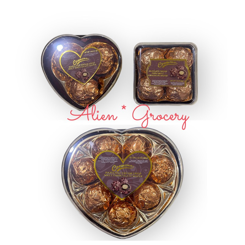 CREMONA Hazelnut Cream Crisp Malt Choco Chocolate Heart Box T3 T4 T8