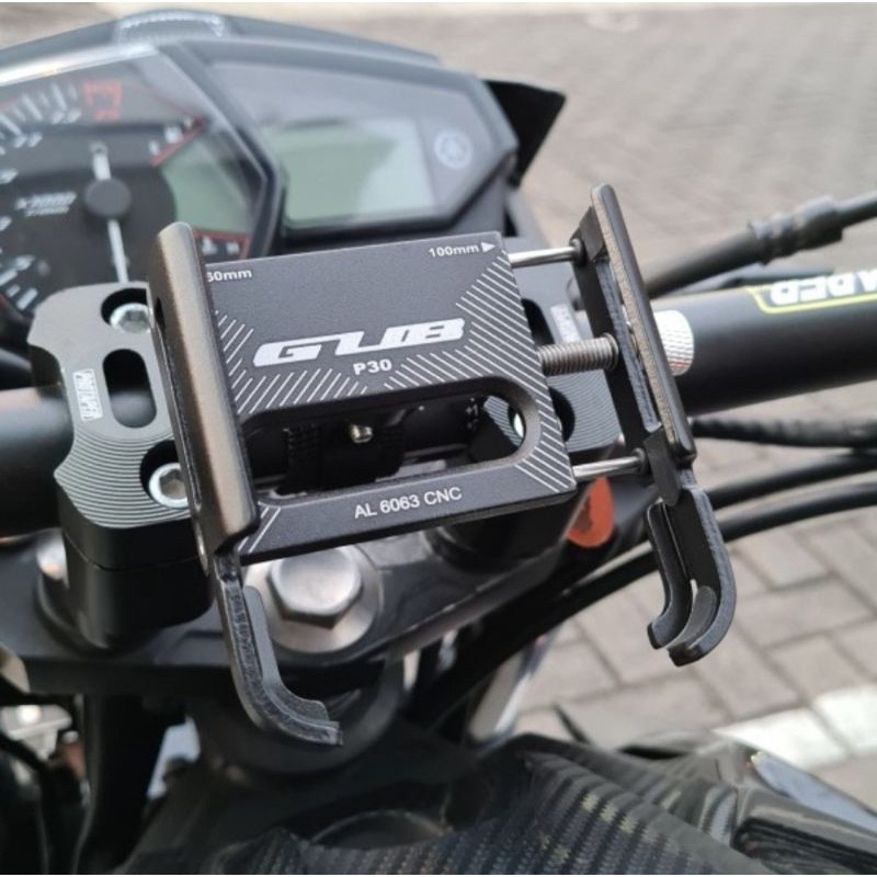 COD GUB P30 Original Stand Holder Hp Handphone Phone Holder Sepeda Motor Stang Spion Alumunium Alloy Full Besi Dudukan Tempat Hp Di