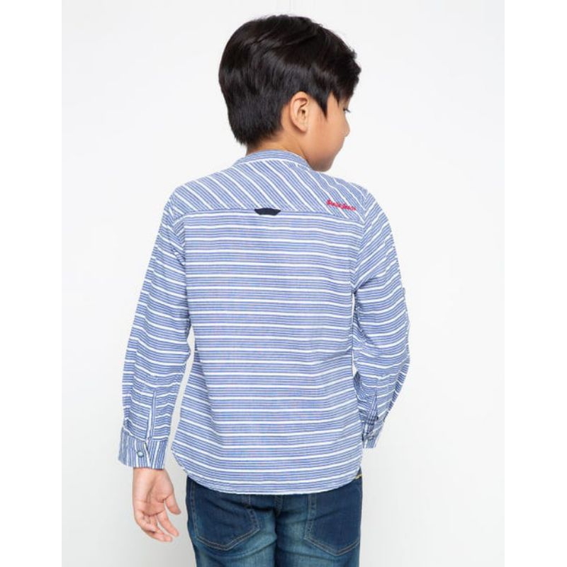 Osella Baju Anak Laki - Laki Kemeja Lengan Panjang Stripe Navy