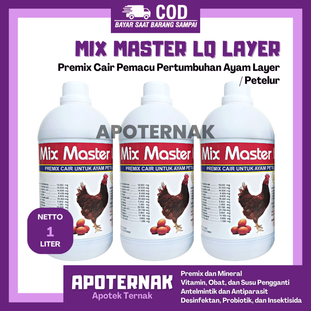 MIX MASTER LQ LAYER | Premix Pemacu Produksi Ayam Petelur Layer | Premix Cair 1 Liter