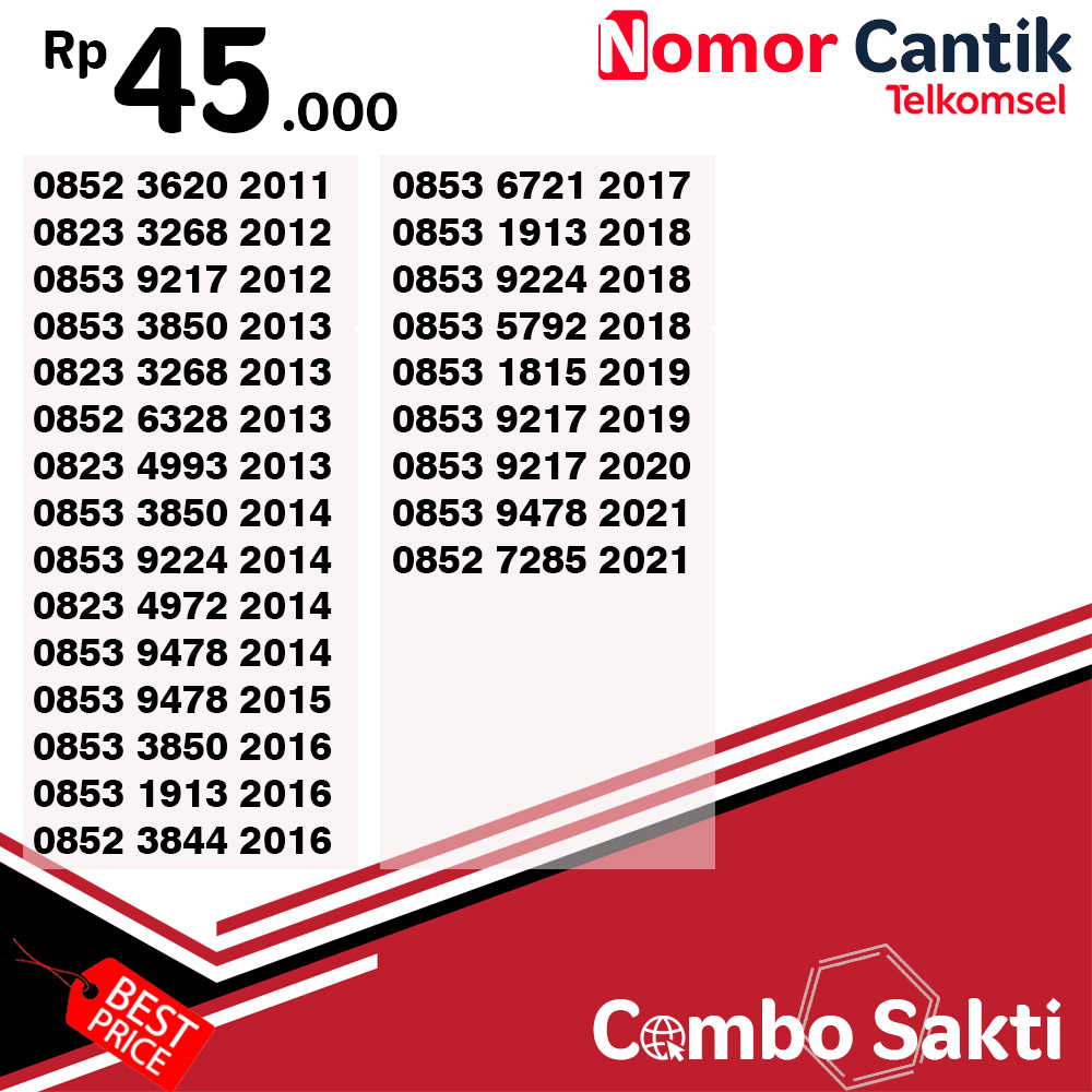 Nomor Cantik Telkomsel Combo Sakti Rapi Termurah