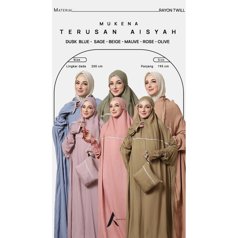 Mukena Terusan Polos | Mukena Aisya by Amasya | Mukena Rayon Twill