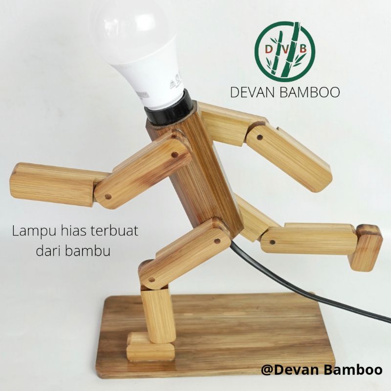 Lampu Hias Bambu Lambu Orang Lari Bambu Lampu Meja BambuKerajinan Bambu Devan Bamboo Kerajinan Bambu