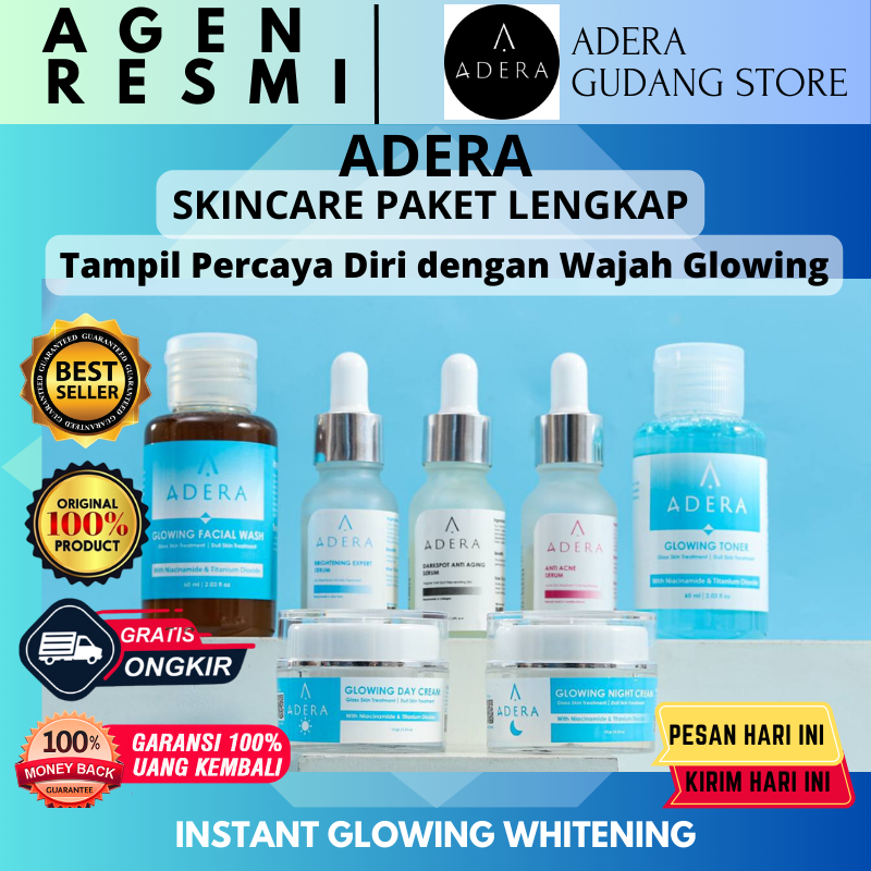 PAKET Adera Face Serum Anti Acne/Jerawat, Dark Spot/Flek Hitam, Brightening/Pemutih ORIGINAL & 100% 