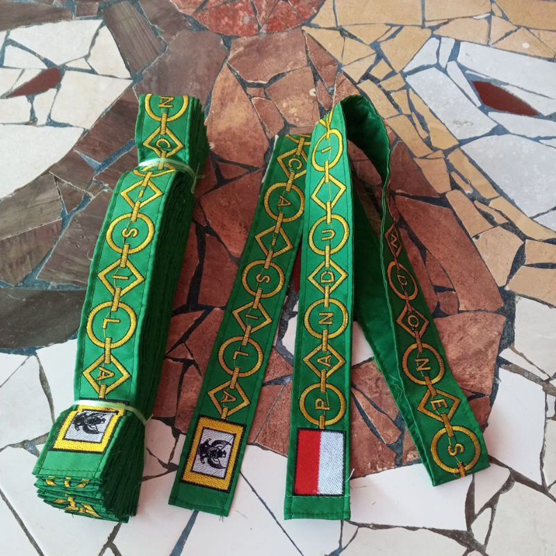 Kendit paskibraka selempang Bordir hijau bijian