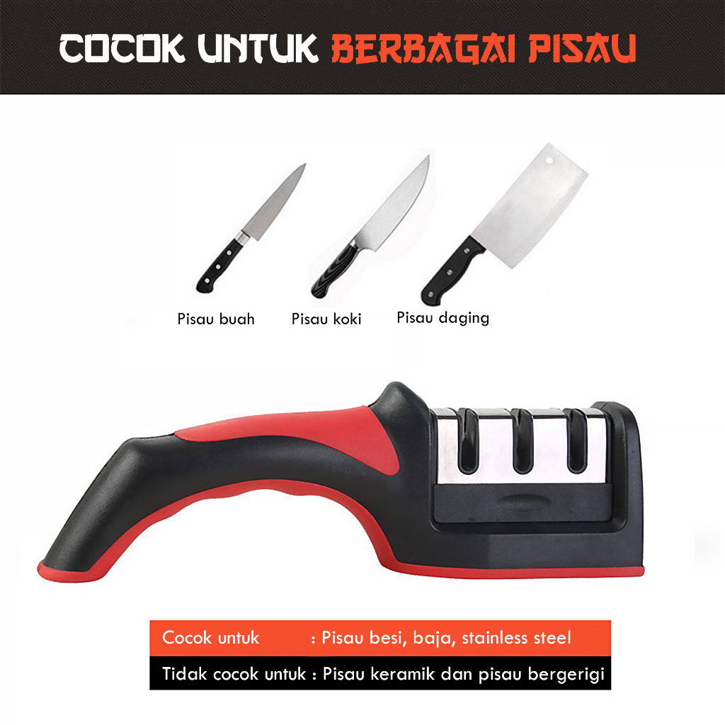 LuxuryParty JS-175/ALAT PENGASAH PISAU GUNTING 3 KEPALA ASAHAN - TRIPLE HEAD KNIFE SHARPENER