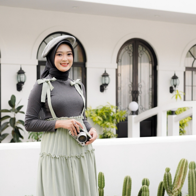 OVERALL PITA CRINGKLE DRESS WANITA MUSLIM