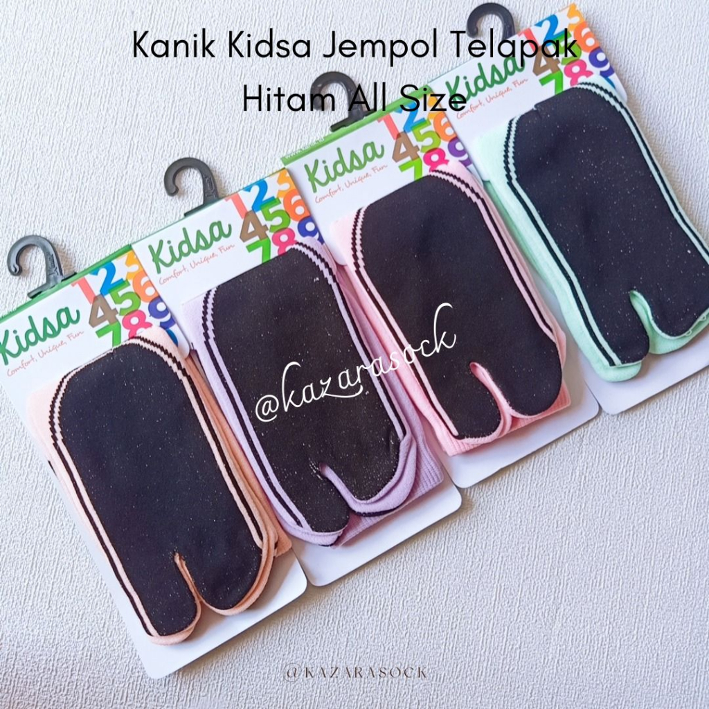 Kazarasock - Kaos Kaki Jempol Anak - Kidsa Jempol Telapak Hitam Anti Kotor - All Size