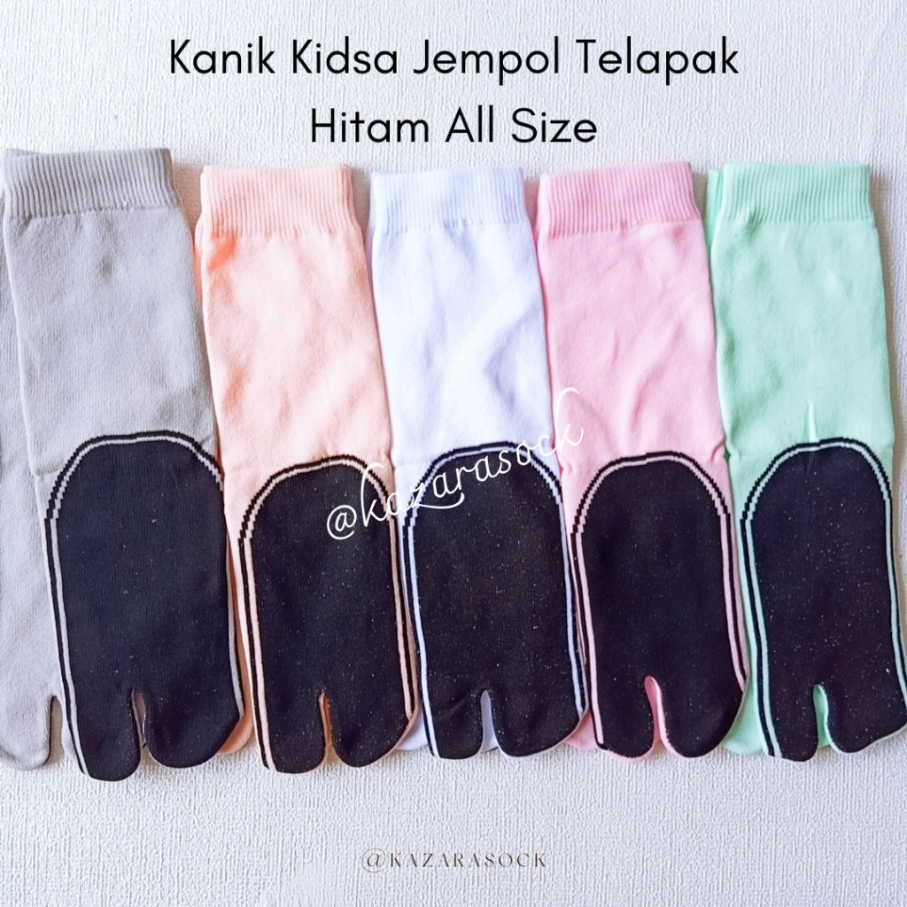 Kazarasock - Kaos Kaki Jempol Anak - Kidsa Jempol Telapak Hitam Anti Kotor - All Size