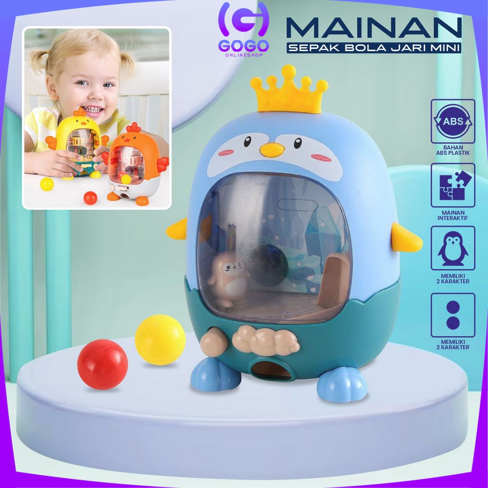 GOGO-M322 Mainan Anak Ayam Bola Mini Lucu / Mainan Interaktif Mesin Ketapel Bola Basket Karakter Penguin Anak / Mainan Sepak Bola Jari Mini Import