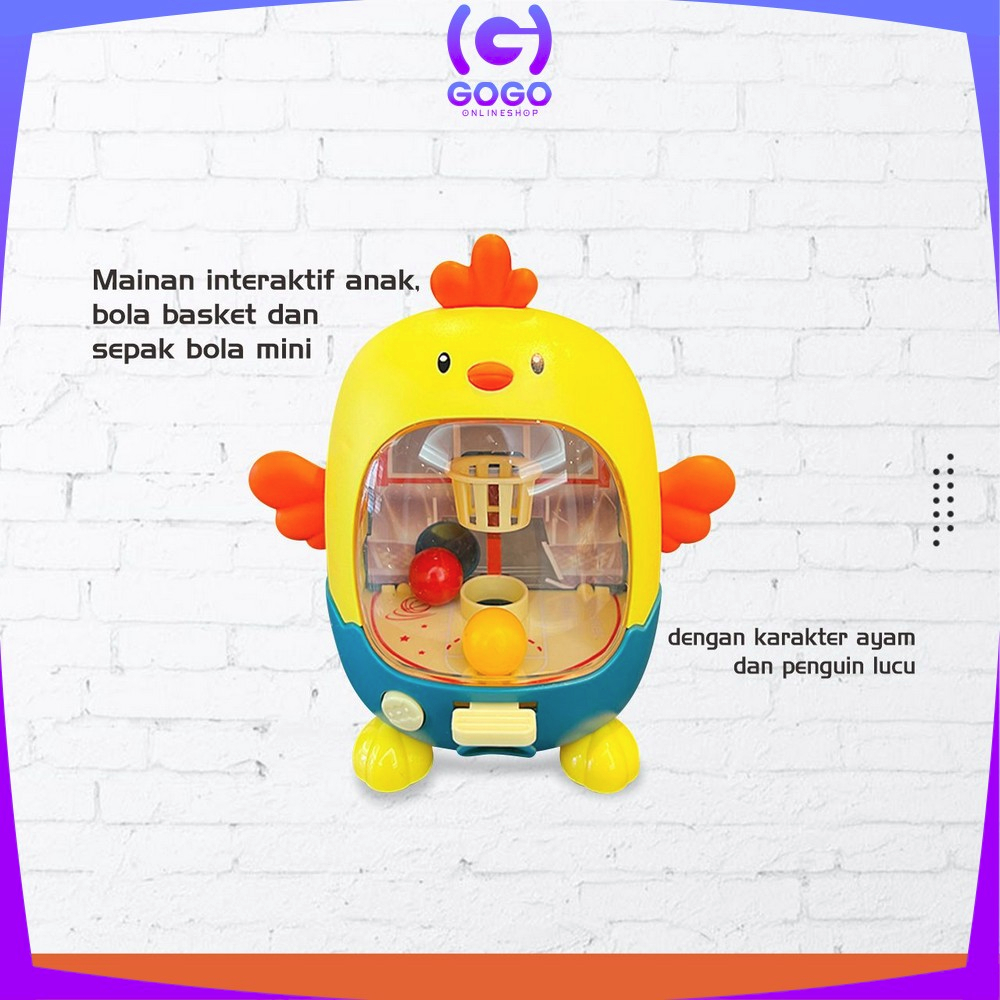 GOGO-M322 Mainan Anak Ayam Bola Mini Lucu / Mainan Interaktif Mesin Ketapel Bola Basket Karakter Penguin Anak / Mainan Sepak Bola Jari Mini Import