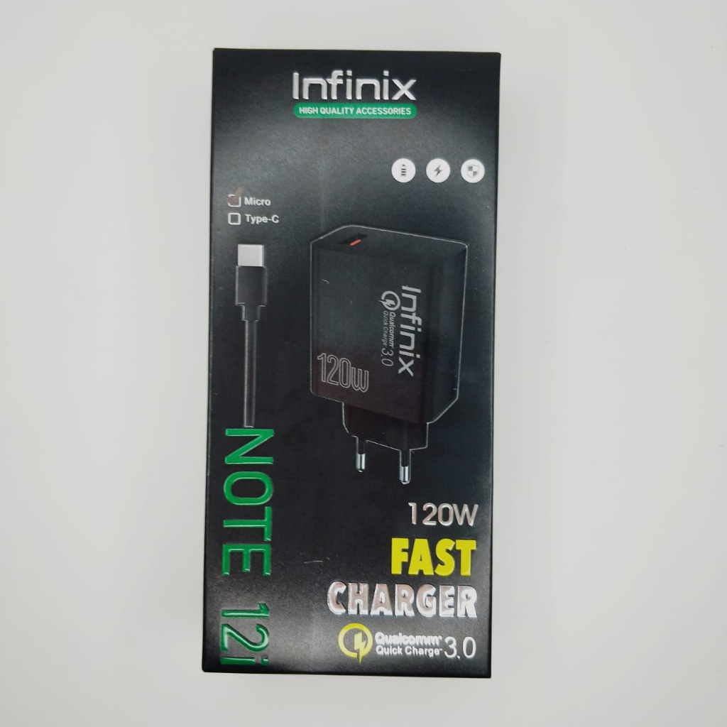 Charger Ori 100% Infinix Note 12i , 120W , Full Black* Support FastCharging bisa cas semua hp smartphone BY SMOLL