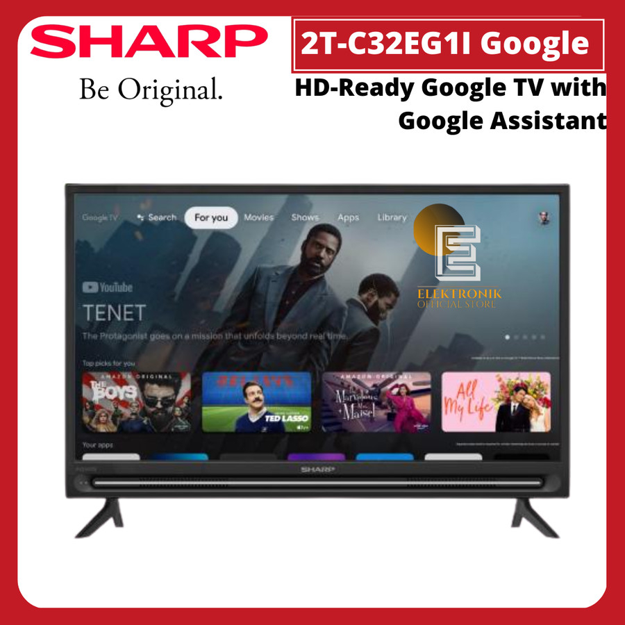 Sharp 2TC32EG1I TV LED Android 32 Inch HD Ready Google Assistant X2 Master Engine Aquos Series Smart