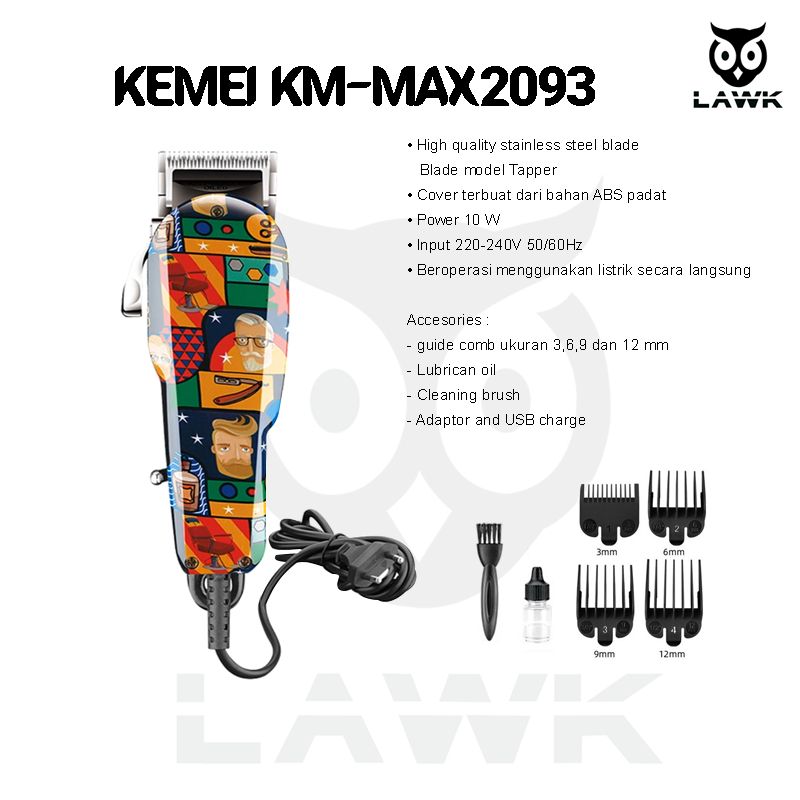 Hair clipper kemei km max 2093 / mesin cukur rambut kemei 2093 kemei mesin cukur rambut
