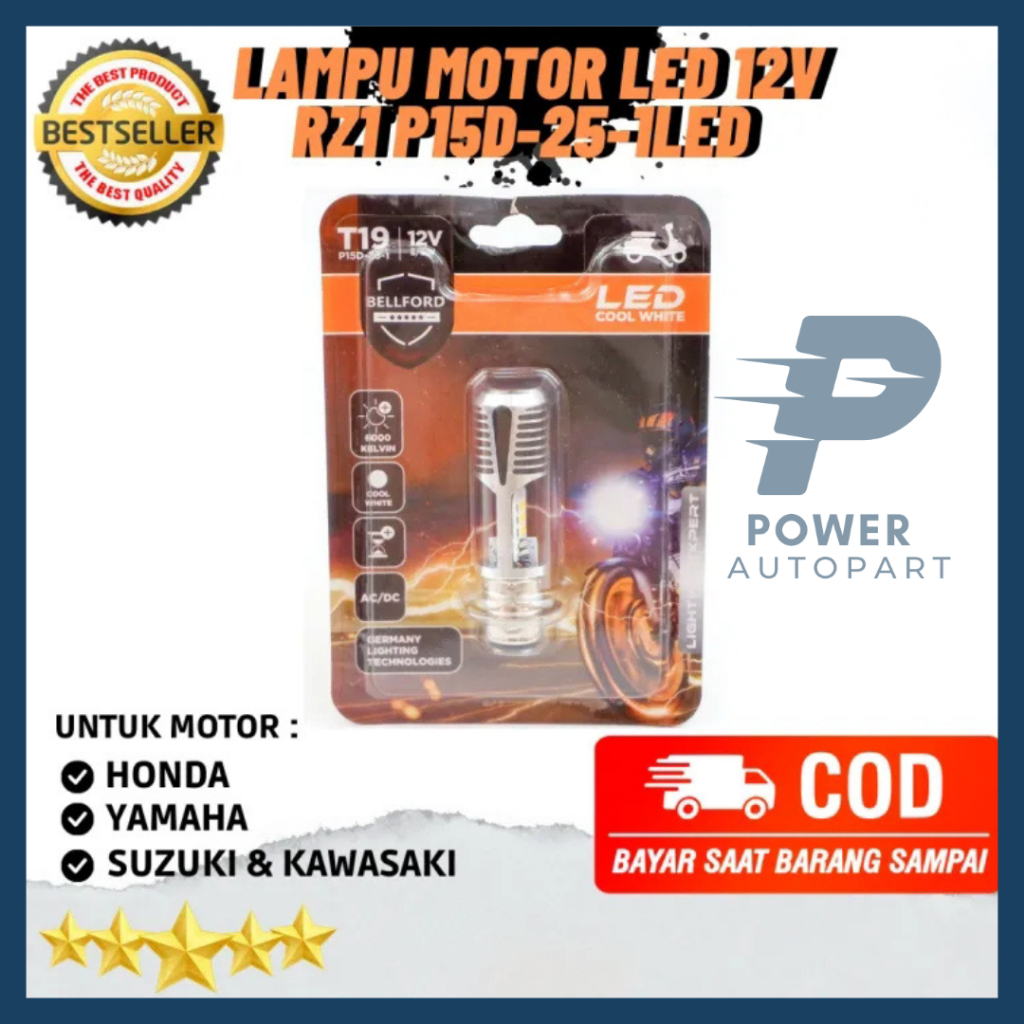 Bohlam Lampu LED Motor Autovision Honda Beat F1 - Bohlam RZ1 P15D-25-1LED