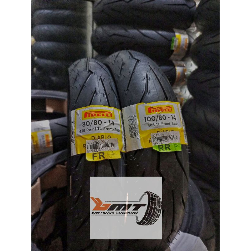Paket Pirelli diablo rosso sport ukuran 80/80-14 & 100/80-14 Tubeless
