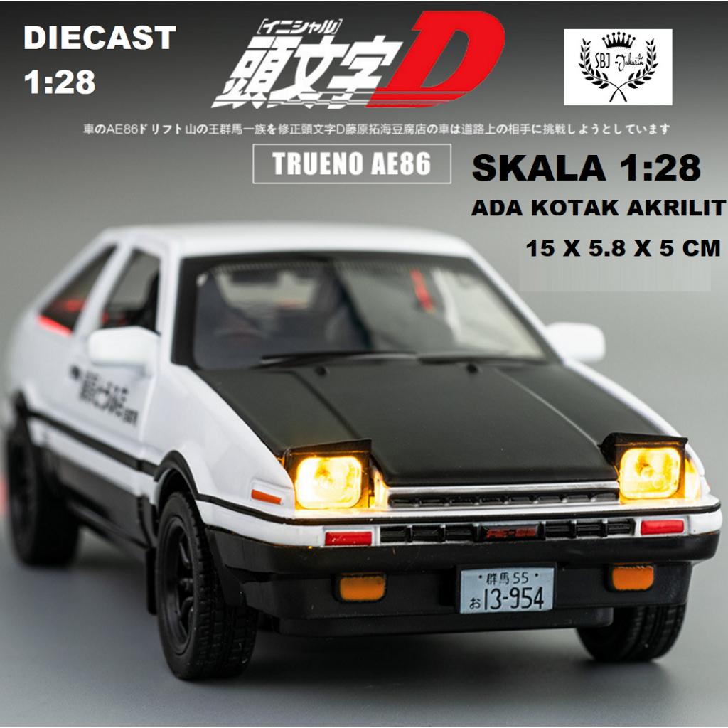 DIECAST MINIAUTO TOYOTA AE86 TRUENO INITIAL D Skala 1:28  ada BOX AKRILIK