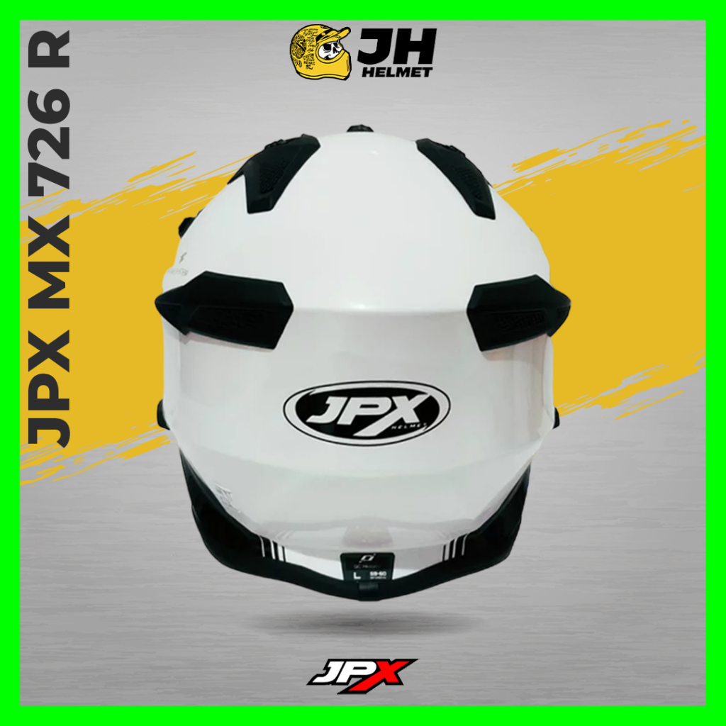 Helm JPX MX 726R Solid White Pearl Black | Helm Full Face | JUAL HELM