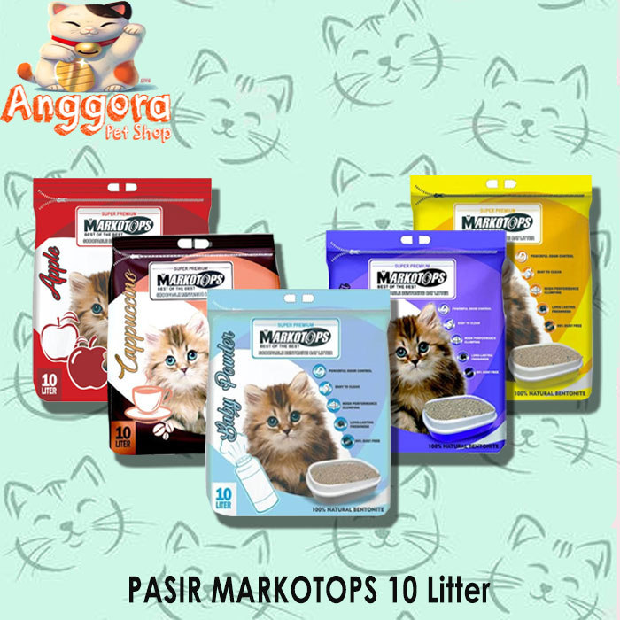 Pasir kucing gumpal wangi MARKOTOPS 10L ( GRAB GOSEND )