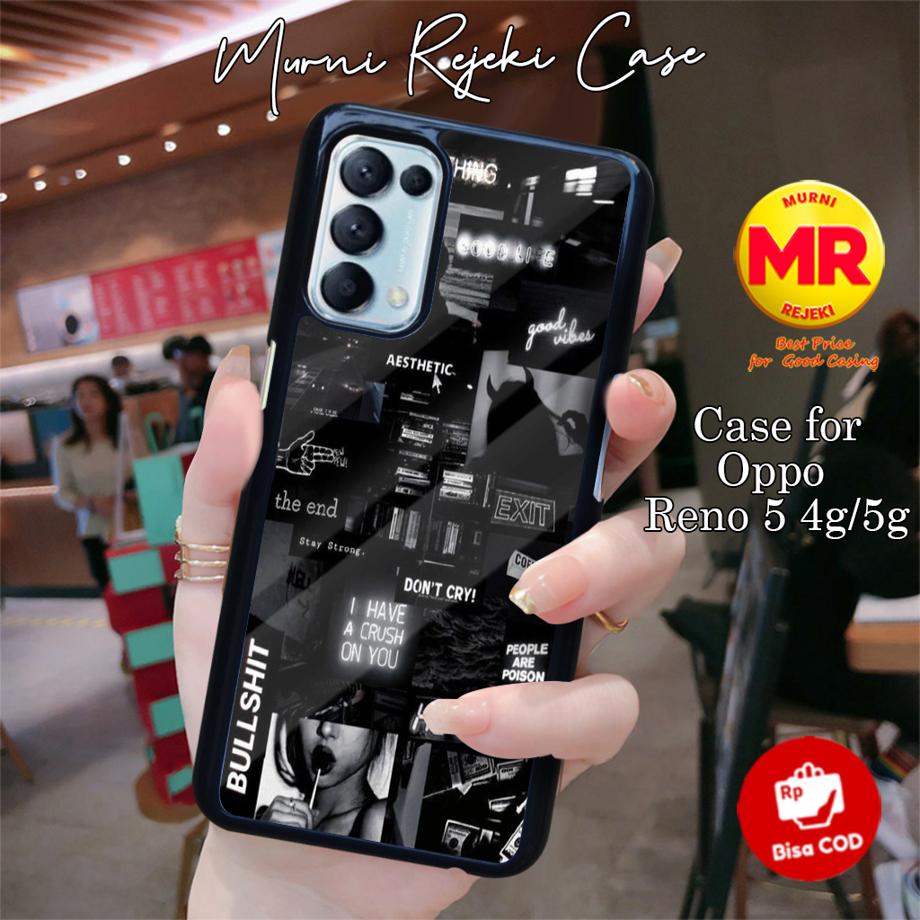 Case Hp Oppo Reno 5 4g/5g Casing Oppo Reno 5 4g/5g Case AESTHETICBLACK Casing Hp Case Hardcase Sofca