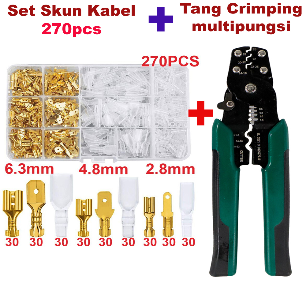 set Terminal kabel skun cewe / cowo Crimp Connector  male/ female 315, 270, 120 PCS soket gepeng