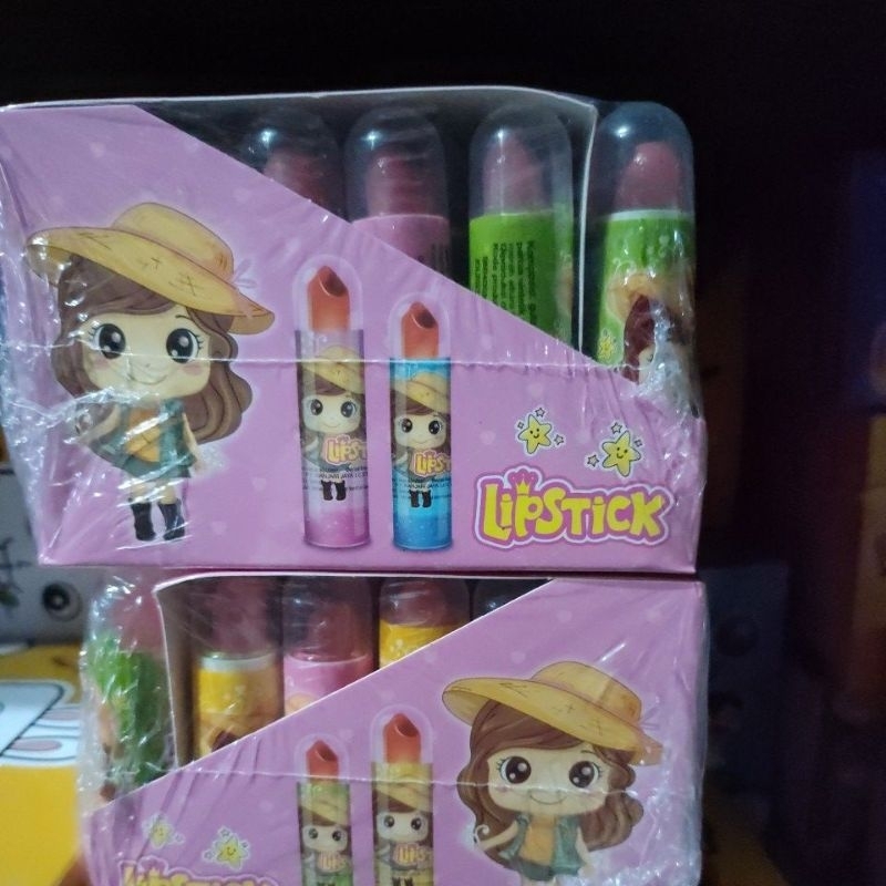 permen lipstik permen keras rasa stroberi isi 24 pcs