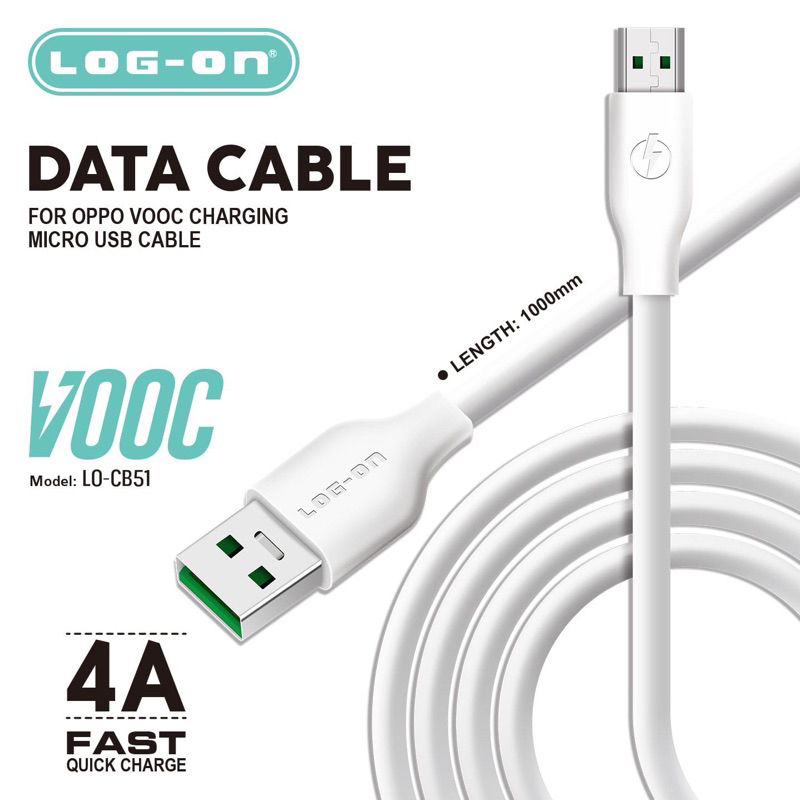 KABEL DATA LOG ON OPPO VOOC FAST CHARGING 2,4A LO-CB51