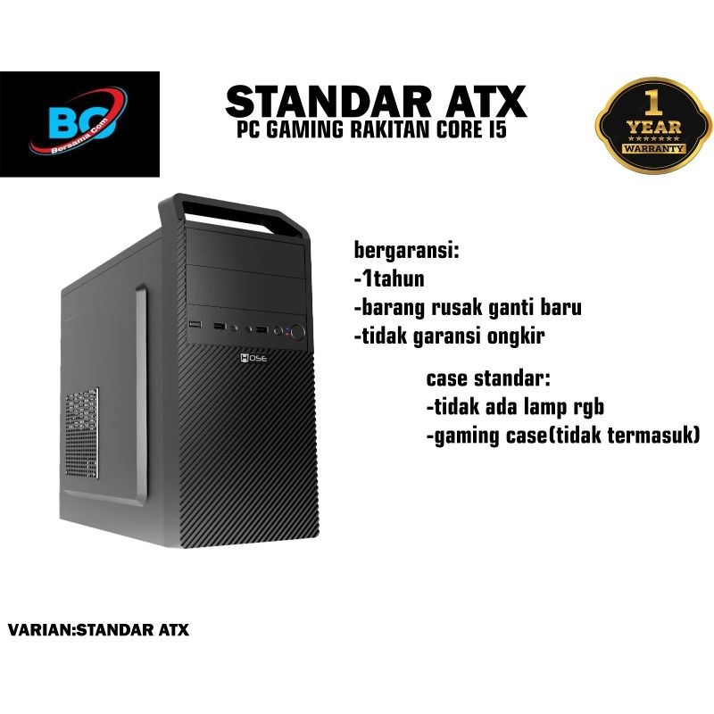 pc gaming  core i5 Ram 8gb vga 2 gb monitor 19 in key mouse gaming full set siap pakai