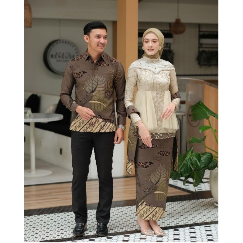 (READY 2 WARNA) SET KEBAYA COUPLE SAFILA | KEBAYA LAMARAN TUNANGAN WISUDA | BAJU COUPLE MAHESWARI | OUTFIT KEKINIAN | BATIK COUPLE TUNIK TULLE MUTIARA | COUPLE DESIANA