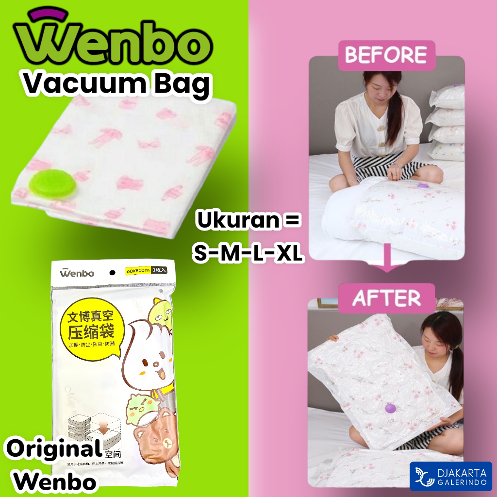 Refill Vacuum Bag Satuan / Plastik Kompres Vacum Vakum Bag Pakaian Baju Wenbo Refill Original Size S M L XL