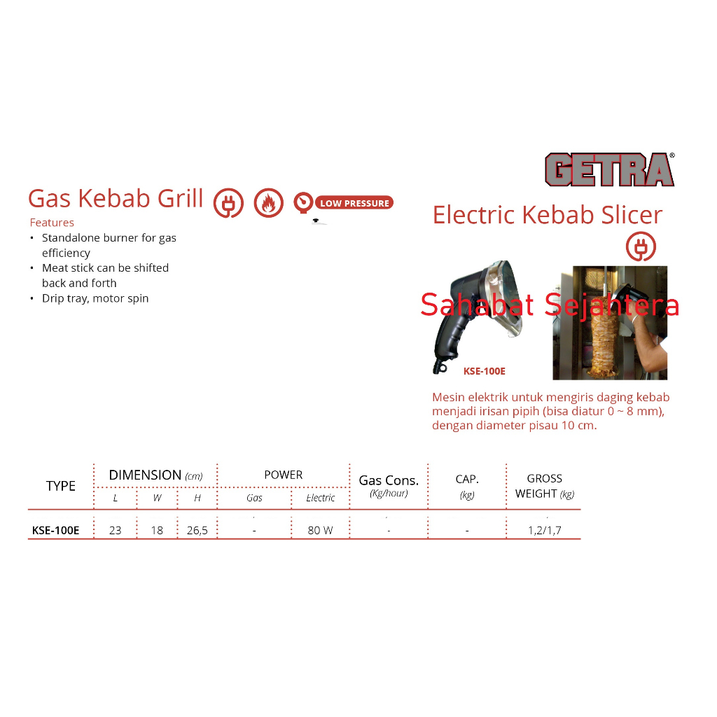 Electric Kebab Slicer / Pengiris Daging Kebab GETRA KSE-100E