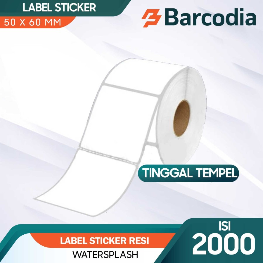 LABEL THERMAL 50x60 ISI 2000PCS STIKER BARCODE 50X60MM