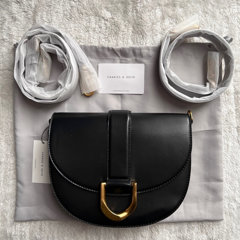 Tas Charles and Keith Gabine Medium Saddle Bag in Black Preloved Original