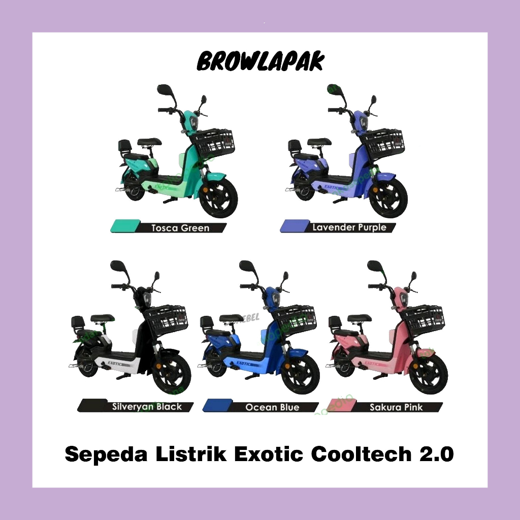 Sepeda Listrik Exotic COOLTECH 2.0 - Biru Muda, 48V 500W, Jarak Tempuh 40km, Garansi Resmi