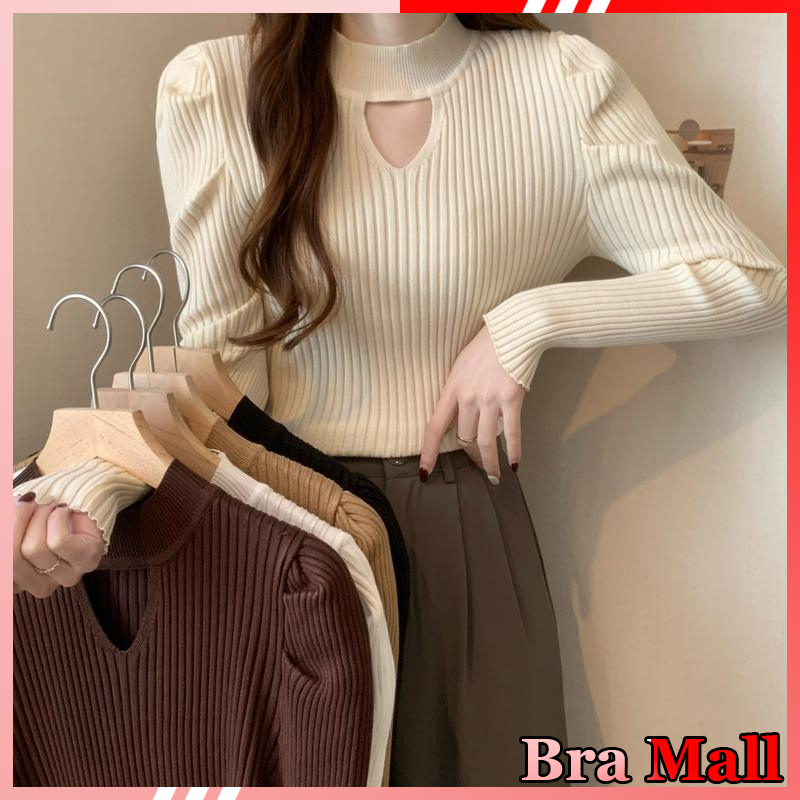 【 Bra Mall 】BJ-011 Atasan Wanita Korean Style Lengan Panjang Turtleneck Rajut Import Premium | Baju Import Rajut Turtleneck Lengan Panjang