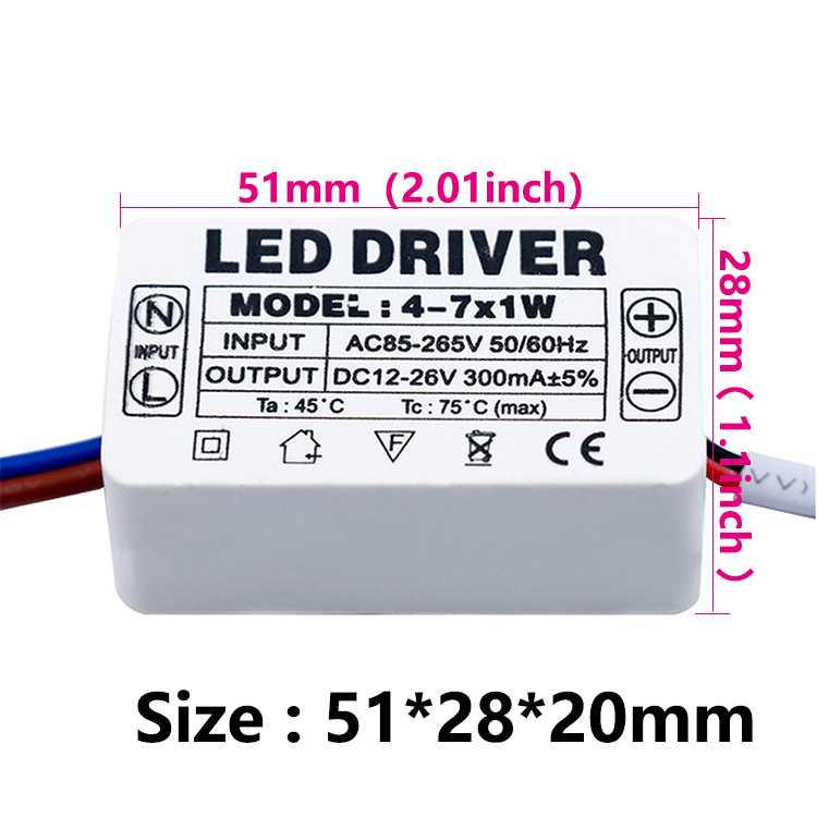 Driver LED Isolated Wide Voltage Power Supply 265V 7W Material Komponen Berkualitas Pencegah Kerusakan LED