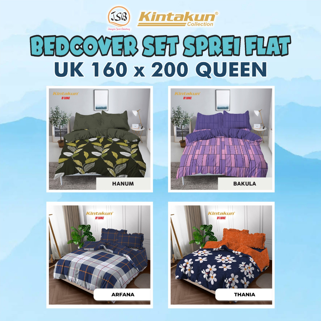 RB Bedcover Kintakun Dluxe Set Sprei Flat Uk 160x200 / Set Sprei Flat 160x200 T20 / Bedcover /