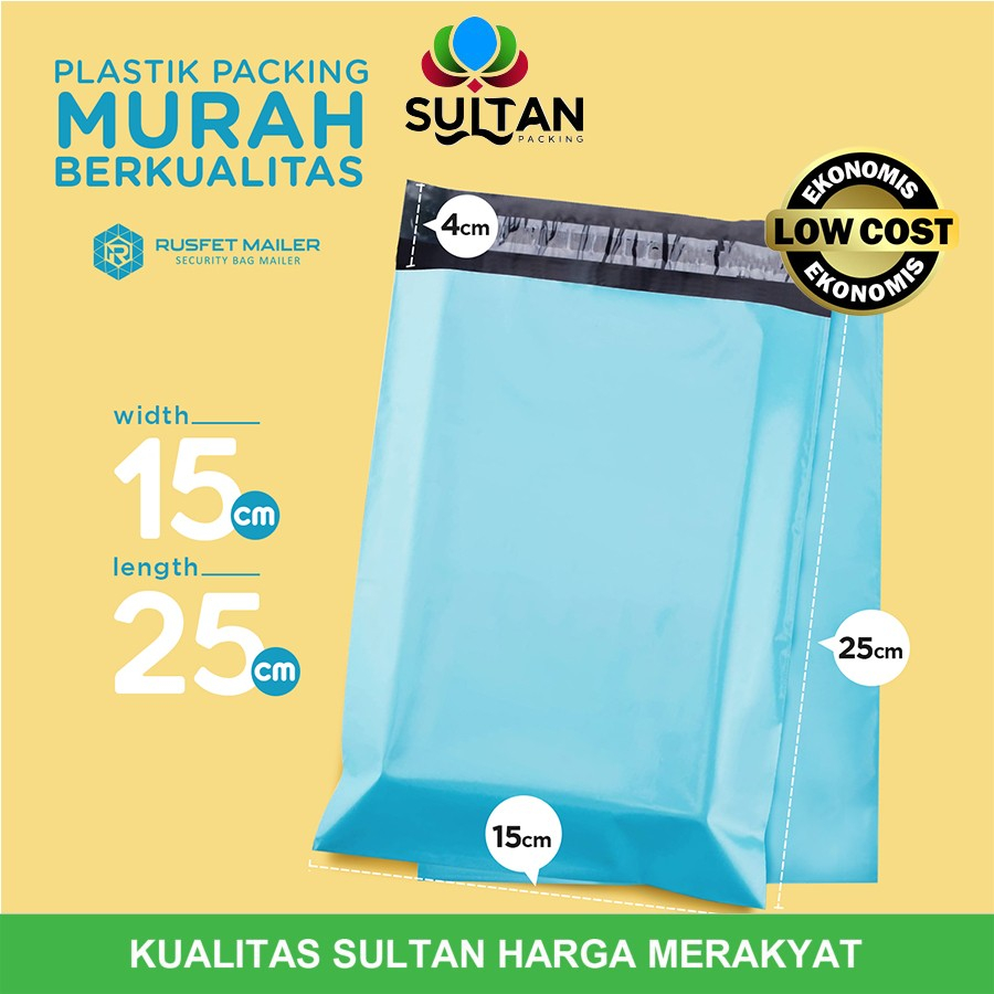 Plastik Polymailer Pack LOW COST Amplop Polimailer Blue Rusfet 15x25cm