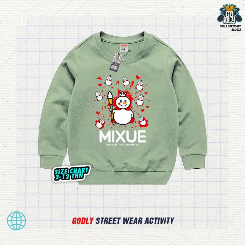 Sweater Anak MIXUE Bahan Katun Flecee Usia 1-12th Bisa COD Bayar Di Tempat GODLYKIDS